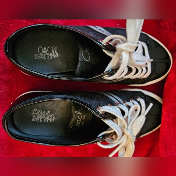 Coach Folly Black & White Sneakers/Athletic Shoes Signature Fabric-Size 7.5 - Picture 6 of 11